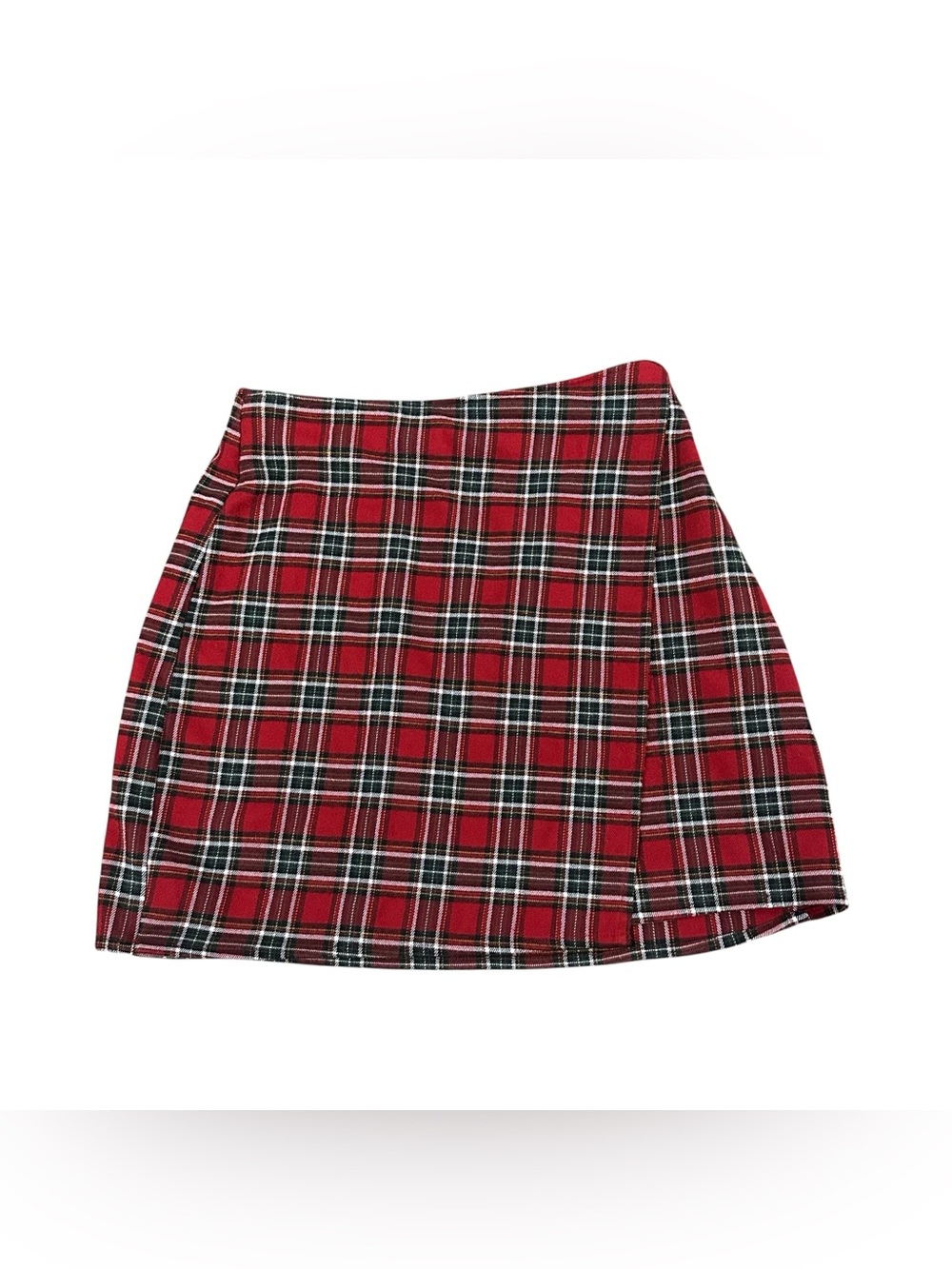 Hollister Ultra High-Rise Red Plaid Faux Wrap Mini Skirt Women’s XS Preppy